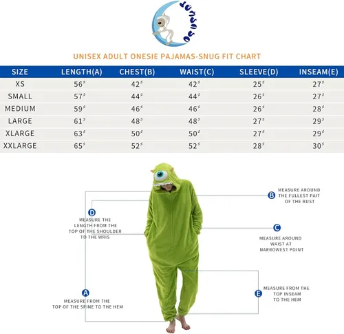Vista 5 de COSUSKET Snug Fit Unisex Adult Onesie Pajamas, Flannel Cosplay Animal One Piece Halloween Costume Sleepwear Homewear