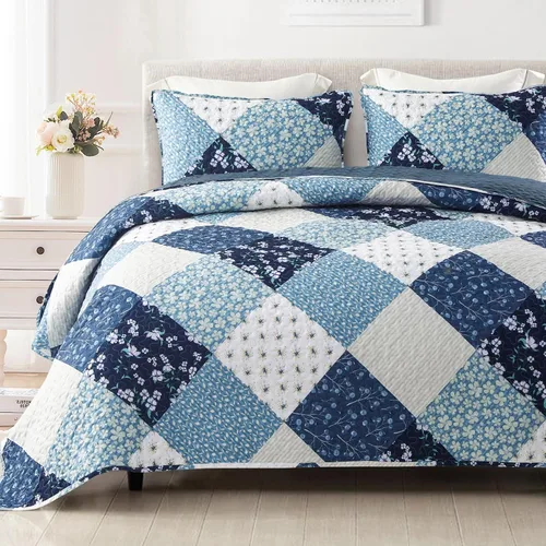 Vista 14 de Exclusivo Mezcla Colchas reversibles bohemias, tamaño individual, cubrecamas suaves azules, colcha ligera para todas las estaciones, juego de ropa
