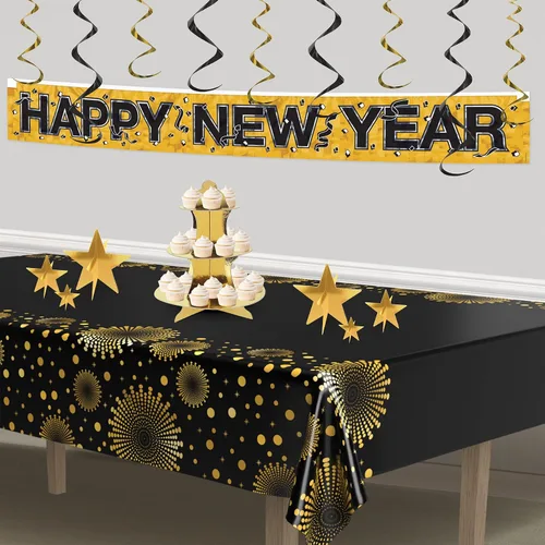 Vista 5 de Beistle Centros de mesa dorados de aluminio 3D, 9 unidades – Decoraciones de mesa estrelladas metálicas en 3 tamaños para Nochevieja, noche