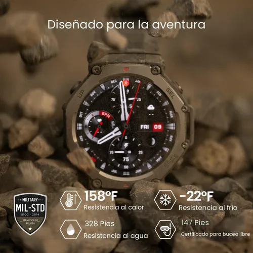 Vista 4 de Amazfit Repuesto renovado T-Rex 3 Reloj inteligente militar resistente 48mm, GPS, mapas sin conexión, resistente al agua 100m, reloj inteligente