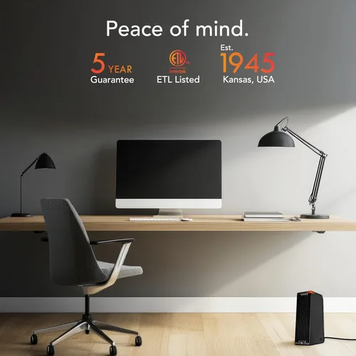 Vista 6 de Vornado Rise 12H (2025) - Calentador personal de torre para habitación pequeña, 2 ajustes de calor, seguridad avanzada, calefacción específica, 12