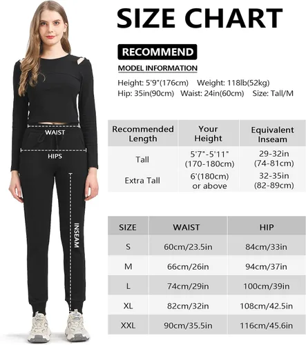 Vista 6 de Zylioo Pantalones deportivos altos para mujer, pantalones deportivos de algodón extra largos para mujeres altas, pantalones deportivos
