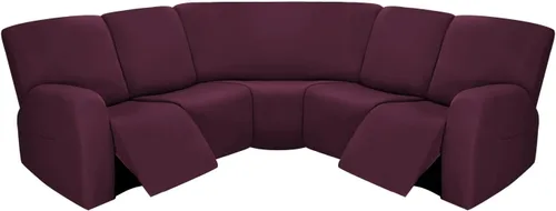 Vista 22 de PureFit Fundas para sofá modular de 7 piezas, fundas de sofá reclinable seccional extra grandes para sofás reclinables en forma de L, fundas de sofá