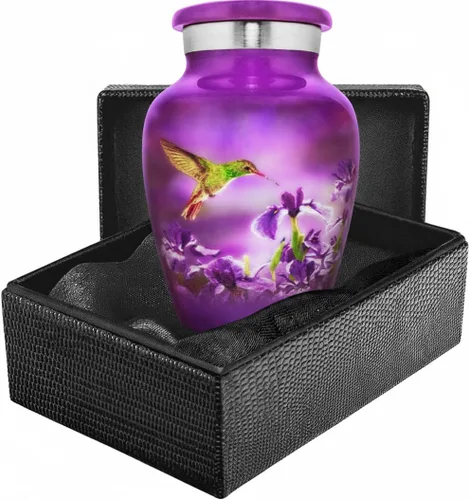 Vista 8 de Trupoint Memorials Urnas de Cremación para Cenizas Humanas de Adultos Mujeres, Urna Funeraria Decorativa para Hombres y Mujeres – Grande, Colibrí