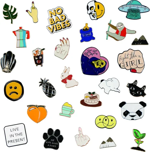 Vista 6 de Juego mixto de 20 prendedores de esmalte para solapa Decoración para mochila, gorros y chaqueta