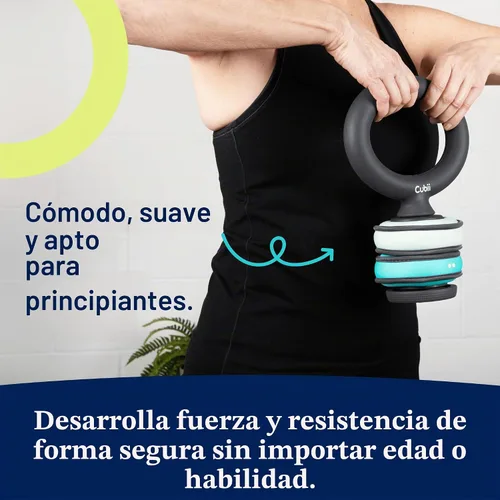 Vista 3 de Cubii Juego de pesas rusas ajustables para construir – incluye dos anillos suaves intercambiables extraíbles Cubii