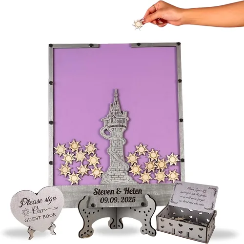Vista 15 de Libro de invitados con tema de princesa de cuento de hadas Libro de invitados personalizado de decoración de rana príncipe para quinceañera