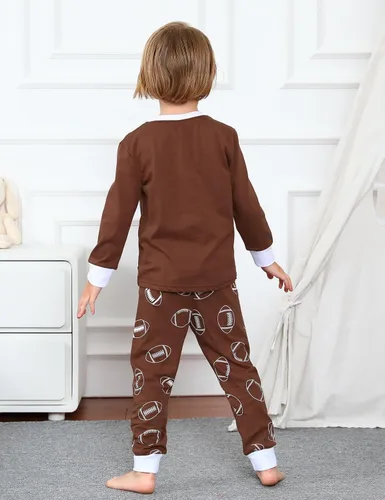Vista 3 de A&J DESIGN Pijamas deportivas de algodón para niños de 2 a 14 años, conjunto de pijama de 2 piezas