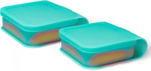 Vista 2 de Silipint Cuenco de silicona Go Go Connected con tapa, irrompible, no tóxico, apto para lavavajillas (moteado rojo, 30 onzas)
