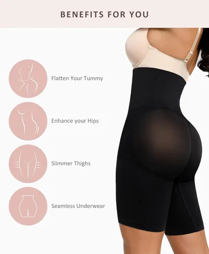 Vista 3 de FeelinGirl Fajas moldeadoras de cintura alta para mujer, pantalones cortos de control de levantamiento de glúteos