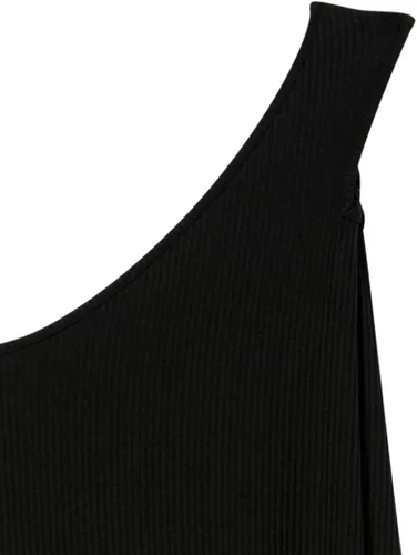Vista 7 de The Drop Mickey - Vestido largo de punto acanalado con corte de un hombro para mujer