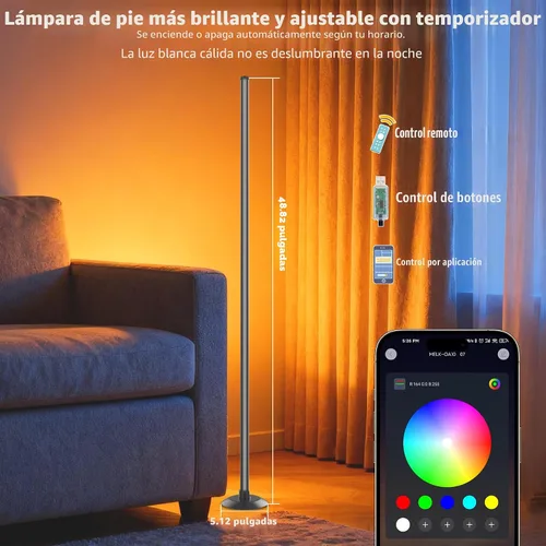 Vista 3 de NBBUFF IC+RGBW Lámpara de pie de esquina LED con aplicación alimentada por