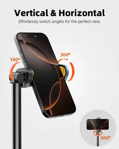 Vista 5 de TODI Trípode para selfie stick de 58 pulgadas, trípode portátil y extensible, soporte todo en uno para iPhone y Android
