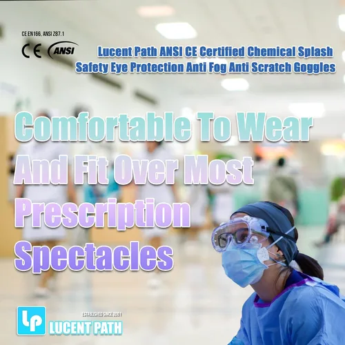 Vista 4 de Protección de ojos certificada CE anti del rasguño anti del ANSI de las gafas de seguridad del chapoteo 1 paquete transparente