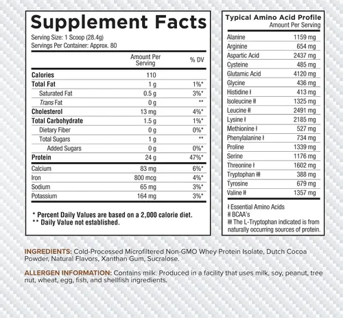Vista 5 de Core Nutritionals ISO, 100% microfiltrado, cero rellenos artificiales, aislado de proteína de suero de leche de 0.88 onzas, 80 porciones