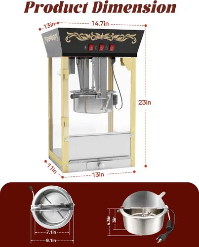 Vista 12 de Máquina de palomitas de maíz de 12 onzas, fabricante de palomitas