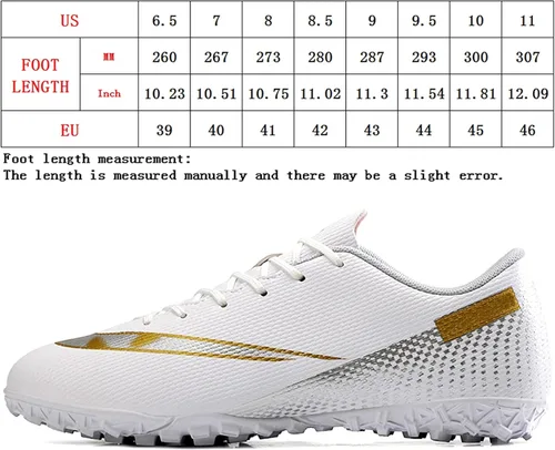 Vista 4 de OAOUIA Tacos de fútbol para hombre, zapatos de fútbol para jóvenes al aire libre, interiores y niños, zapatos de fútbol para correr en tierra firme