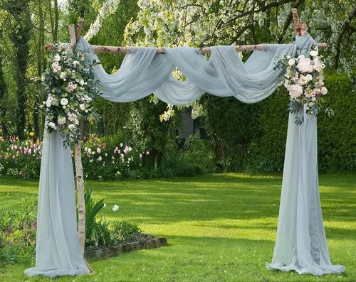 Vista 37 de Warm Home Designs Paquete de Tela para Arco de Boda Tiene 2 Scarves de 216 Pulgadas (18 Pies) en Tela Azul Marino y Blanco para Ceremonia de Boda