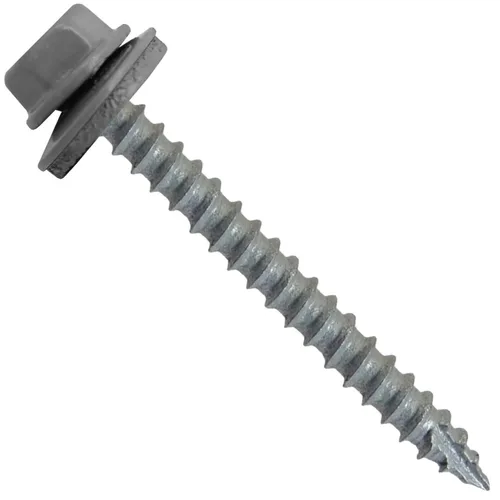 Vista 218 de TORNILLOS PARA TECHOS DE METAL #14: (250) Tornillos x 1" ABC GRIS Tornillo para techo de chapa metálica con cabeza hexagonal y arandela.