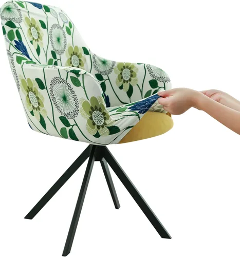 Vista 12 de Iauddy Funda de Silla Giratoria de Acento para Comedor para Oficina, Funda Elástica para Silla de Escritorio de Oficina de Respaldo Medio Protector