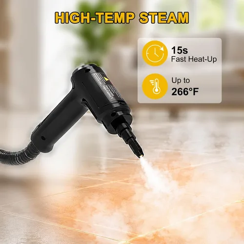Vista 4 de Limpiador a vapor portátil, mango ajustable de 3 niveles, tanque de 2.2 L