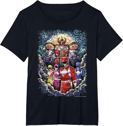 Vista 25 de Power Rangers Mighty Morphin' Megazord Starry Night Poster Camiseta