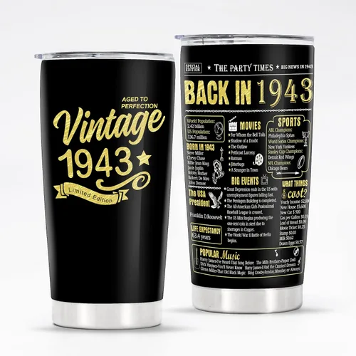 Vista 19 de Vasos de feliz cumpleaños 95 para hombres y mujeres, regalos de acero inoxidable en el año 1931, regalo de cumpleaños de 95 años para esposa