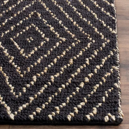 Vista 3 de SAFAVIEH Bohemian Collection BOH702A - Alfombra decorativa de yute tribal marroquí hecha a mano, 24 x 36 pulgadas, color negro/marfil