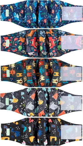 Vista 8 de wegreeco Pañales para perros pequeños machos, bandas reutilizables para el vientre para perros machos, pañales lavables para cachorros machos