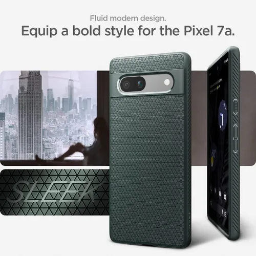 Vista 3 de Spigen Liquid Air diseñado para Pixel 7a Case (2023) [protección de grado militar] - Abyss Green