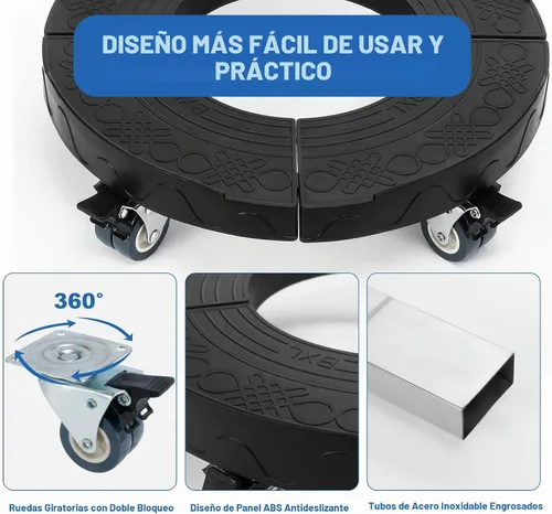 Vista 3 de W B D WEIBIDA Papelera con ruedas ajustables de 15 a 19 pulgadas, rodillo redondo con 4 ruedas, carrito de tambor, resistente, 440 libras, carrito