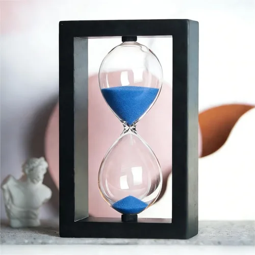 Vista 7 de SAMLONG Reloj de arena decorativo de 60 minutos, reloj de arena negra de Negro arena