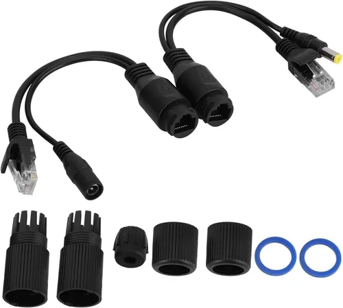 Vista 6 de Adaptador POE, fuente de alimentación Ethernet pasiva de 12V Distribuidor de cable ultra largo portátil (negro)