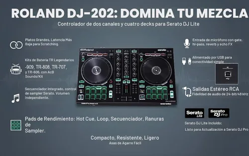 Vista 7 de Roland DJ-202 Paquete de controlador DJ con funda, auriculares y paño de pulido de Austin Bazaar