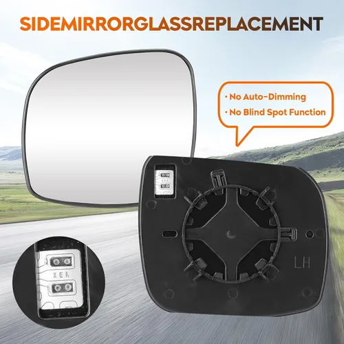 Vista 5 de Youxmoto Cristal de Espejo del Conductor Lado Izquierdo - Se Adapta a Chrysler Town & Country (2008-2016), Dodge Grand Caravan (08-2020), RAM C/V