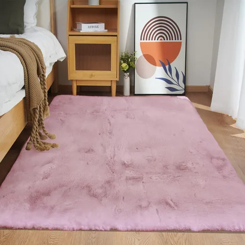 Vista 61 de Ghouse Alfombra ultrasuave de pelo sintético de conejo 2x3, alfombras lavables a máquina para dormitorio, alfombras esponjosas para sala de estar
