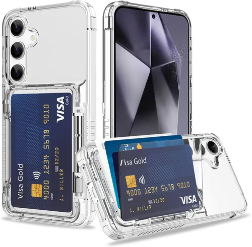 Vista 17 de Funda tipo cartera para iPhone 13 Pro Max con 3 ranuras para tarjetas de crédito, a prueba de golpes, híbrida, resistente, transparente Cubierta