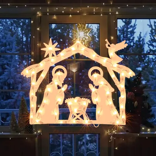 Vista 12 de Luces de silueta de ventana de Navidad de 14 pulgadas, escultura de Navidad de 50 litros, incluye: estrella x1