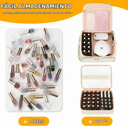 Vista 2 de CUBETASTIC Estuche organizador de esmalte de uñas extra grande con capacidad para 86 a 100+ botellas de esmalte de uñas y lámpara de uñas, bolsa