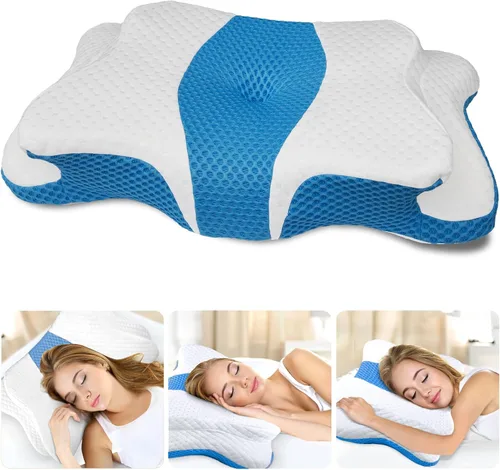 Vista 7 de CHxxy Memory Foam Pillows, Cervical Pillow for Neck and Shoulder Pain Relief, Ergonomic Contour Bed Pillow, Soft for Side Sleep Stomach Sleeping and