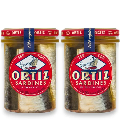 Vista 7 de Ortiz Sardinas A la Antiqua 'Estilo Antiguo', Húmedas y Tiernas, Capturadas en Salvaje en España y Envasadas a Mano en Aceite de Oliva Extra Virgen