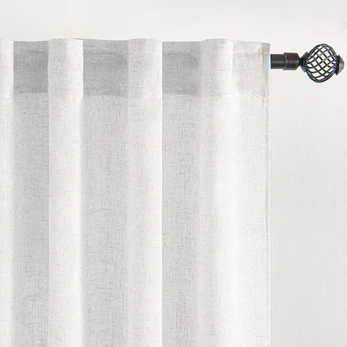 Vista 4 de MIULEE - Cortinas semitraslúcidas suaves y gruesas con textura de lino para cocina y ventana de baño, con trabilla trasera y bolsillo para Blanco
