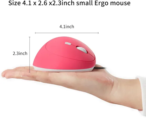 Vista 7 de Sokelinn-six Mouse vertical con cable, mouse ergonómico para juegos para mano derecha, 800, 1200, 1600 DPI, muñeca óptica USB ajustable, ratones