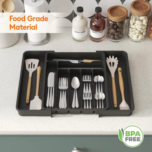 Vista 9 de Lifewit Organizador de Cajón para Cubiertos, Organizador Expandible de Utensilios para Cajones de Cocina, Bandeja Ajustable para Cubiertos y Menaje