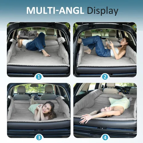 Vista 8 de Colchón de aire autoinflable para SUV con bomba eléctrica integrada, colchón de aire de coche para maletero, colchón portátil para automóvil