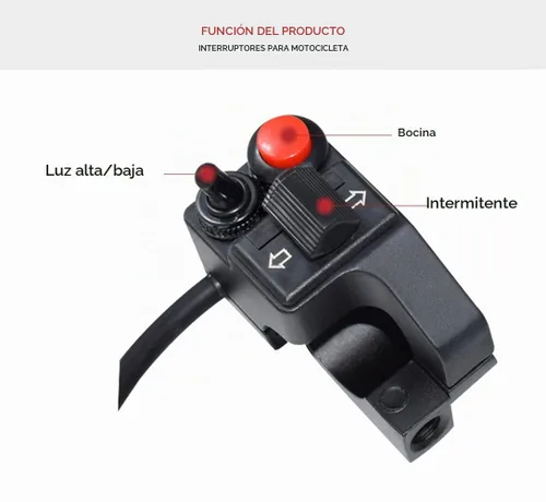 Vista 4 de Interruptor y botón para manubrio de motocicleta, claxon y luz intermitente para motocicleta, aleación de aluminio, 7/8 pulgadas
