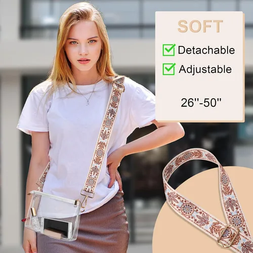 Vista 2 de Bolso transparente para mujer Bolso cruzado aprobado por estadios, bolsa pequeña para estadios para conciertos y eventos deportivos