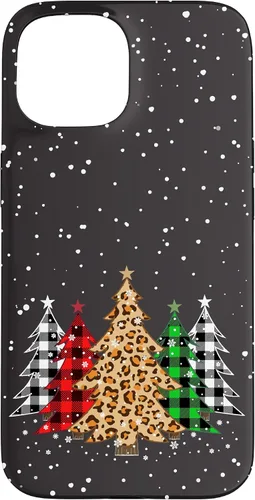 Vista 6 de Funda con diseño de árboles de Navidad con estampado de leopardo y cuadros para iPhone 16