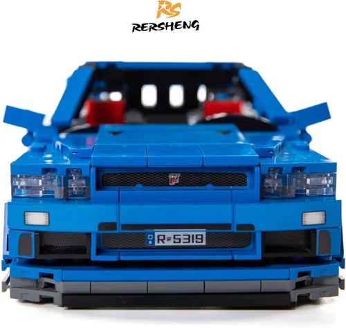Vista 5 de Initial-d GTRS R34 - Kit de construcción y juguete de construcción con tecnología MOC, modelo coleccionable para adultos, modelo de coche JDM a
