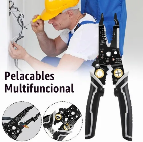 Vista 4 de Generic szhdxsy - Cortador y pelacables multifuncional, herramienta de pelacables 9 en 1, crimpadora, herramienta de cable con funciones de pelado